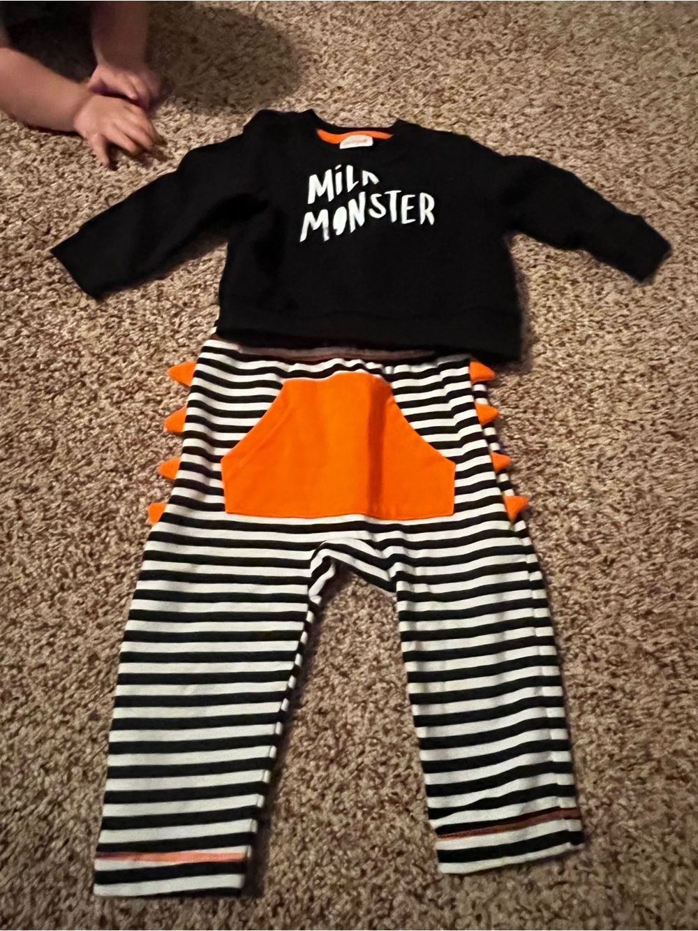 Cat & Jack Black and Orange 'Milk Monster' Outfit